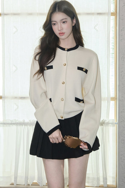 Color-Block Wool Knit Jacket