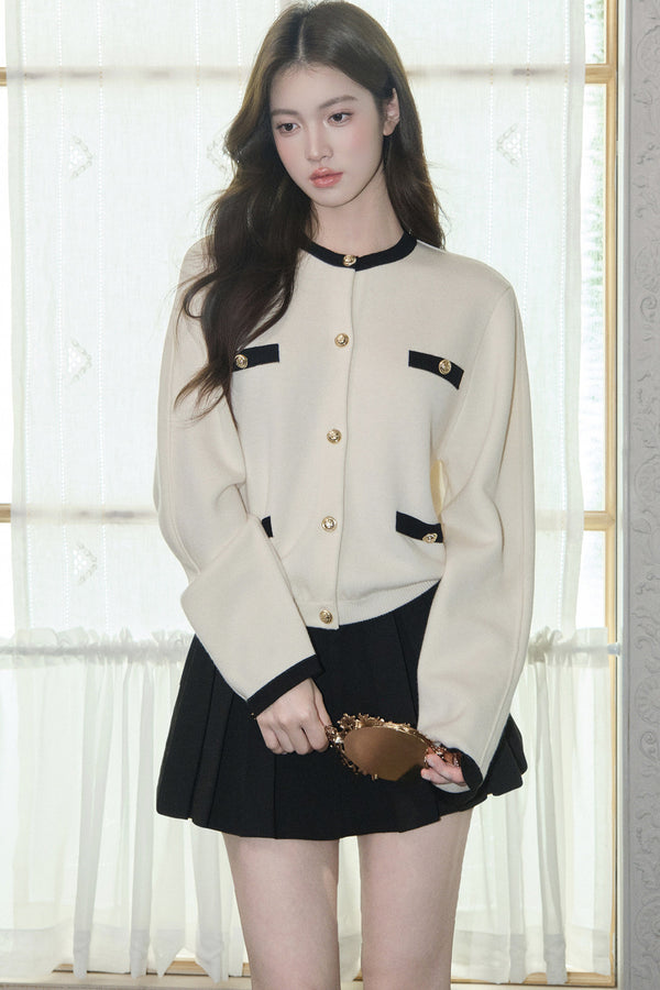 Color-Block Wool Knit Jacket
