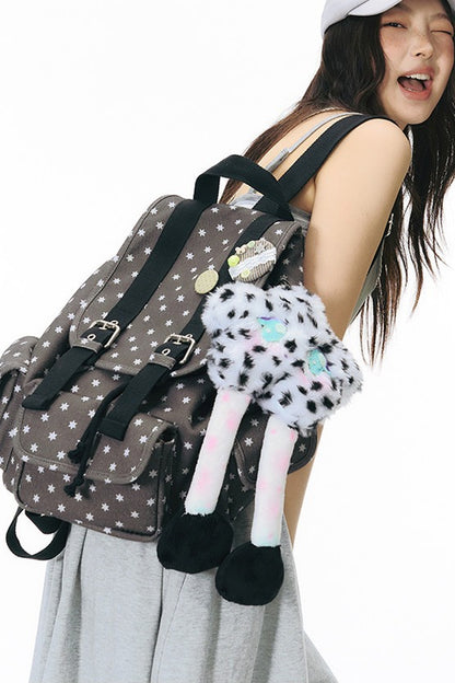 Canvas-Rucksack mit sechszackigem Stern und mehreren Taschen