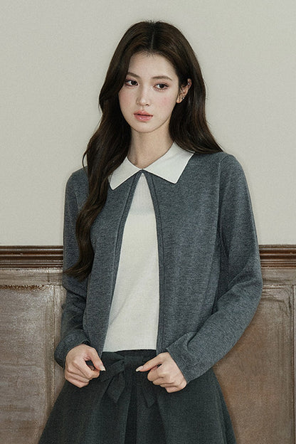 Color-Block Layered-Look Wool Knit Top