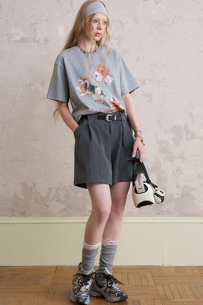 Short Sleeve Top Shorts Trousers Set-Up