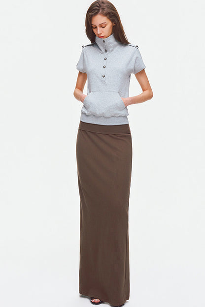 Metal Button Military Epaulet Knit Top