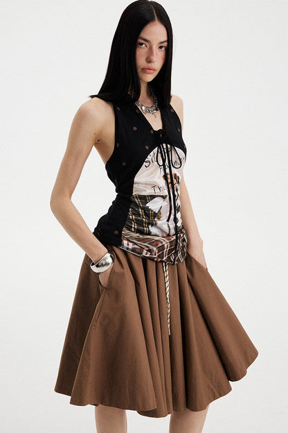 Low Waist Solid A-Line Skirt