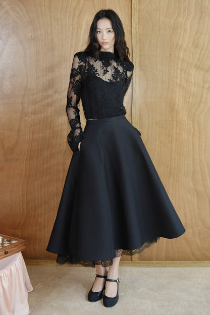 Blusa in rete e pizzo francese