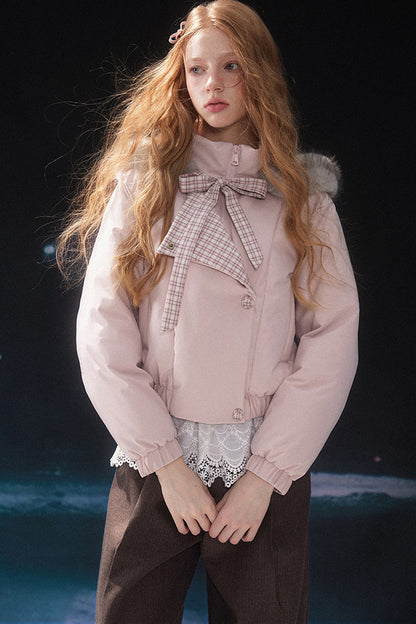 Pink Fur Collar Down Jacket
