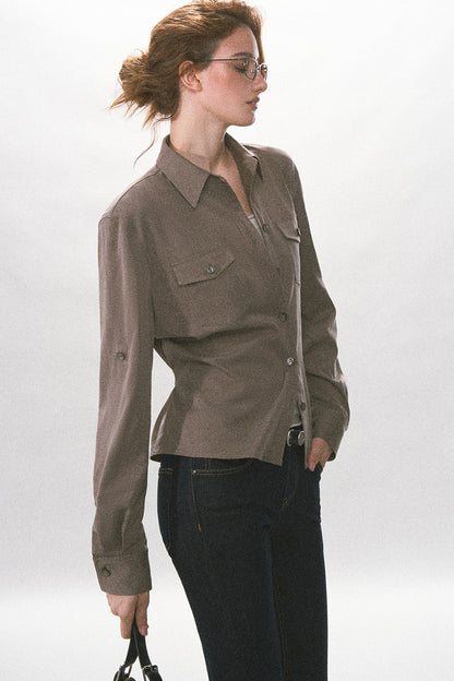 Adjustable Waist Vintage Work Shirt