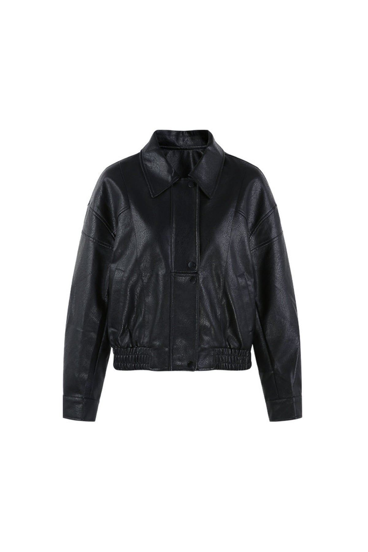 Giacca corta in pelle PU con revers
