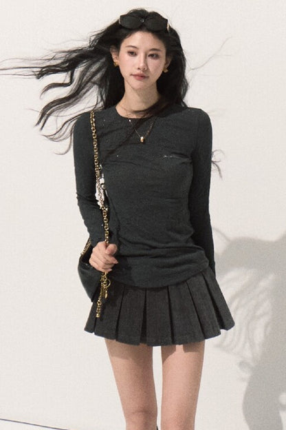 Lyocell High-Waisted Pleated Skirt