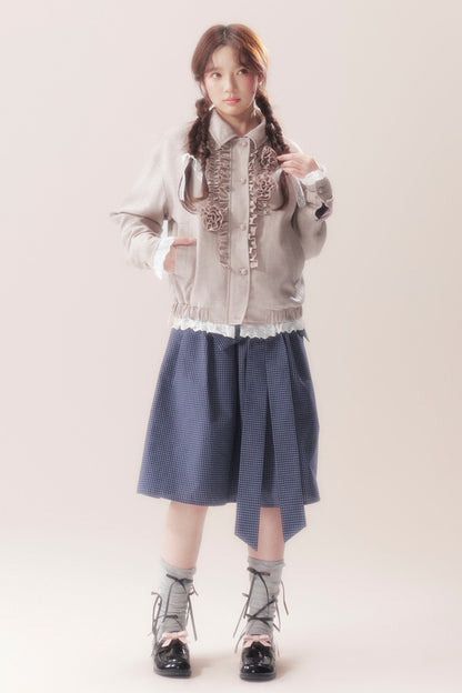 3D Rose Patchwork Ruffle Jacket