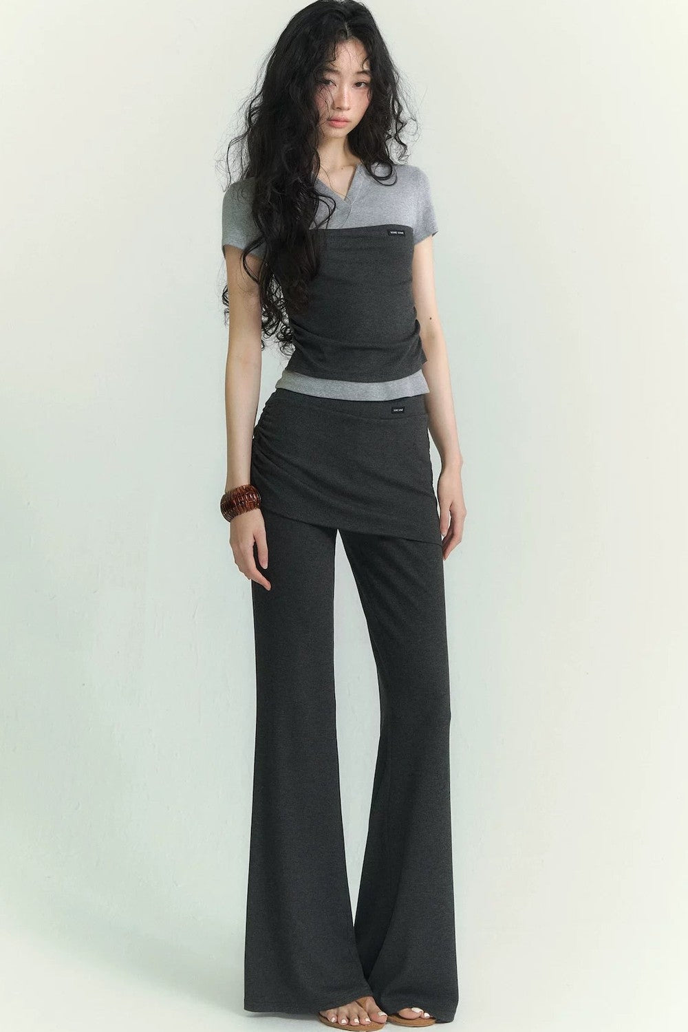 V-Neck Ruched Two-Piece Set-Up