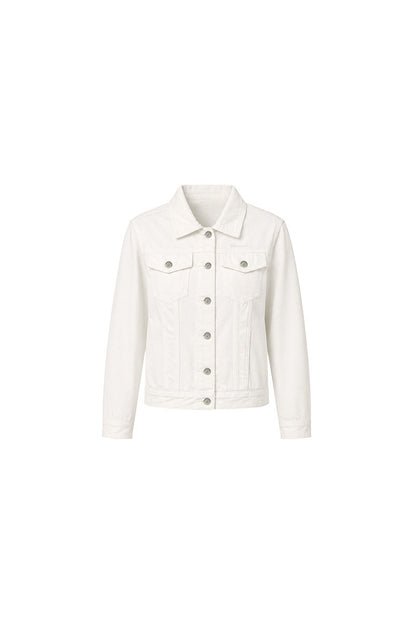 White Denim Jacket and Black Polka Skirt Set-Up