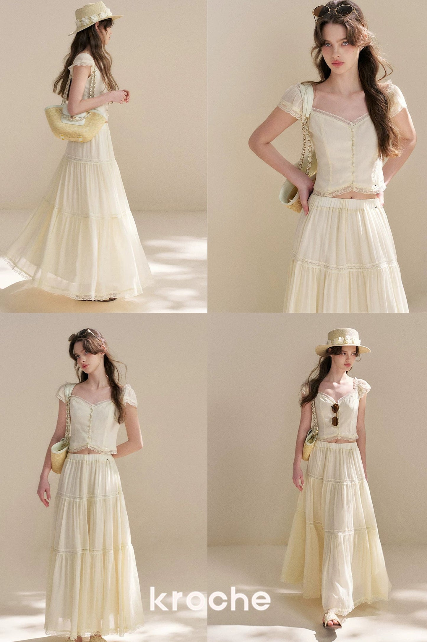 Tencel Lace Top and Skirt Set