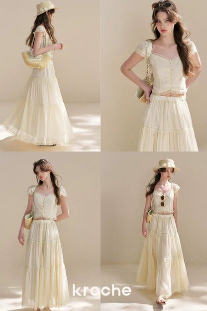 Tencel Lace Top and Skirt Set