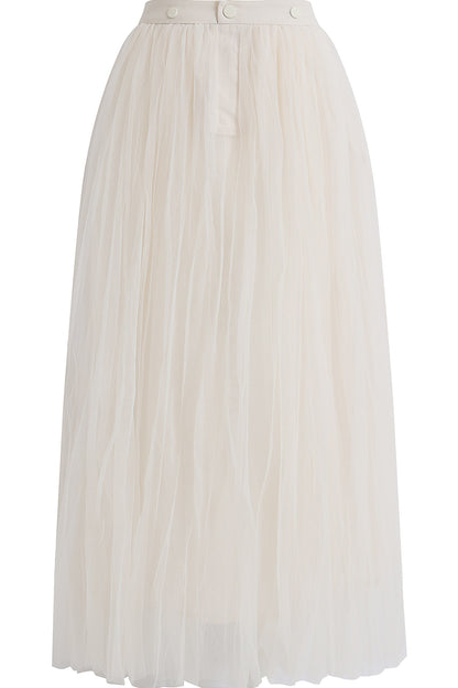 Multi-Layered Pleated Tulle Skirt