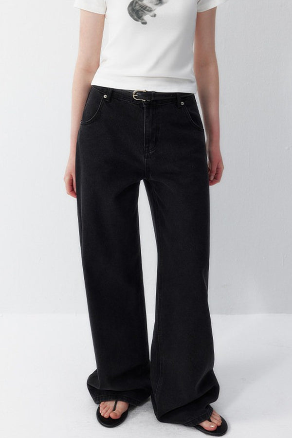 Gray Wide-Leg Jeans