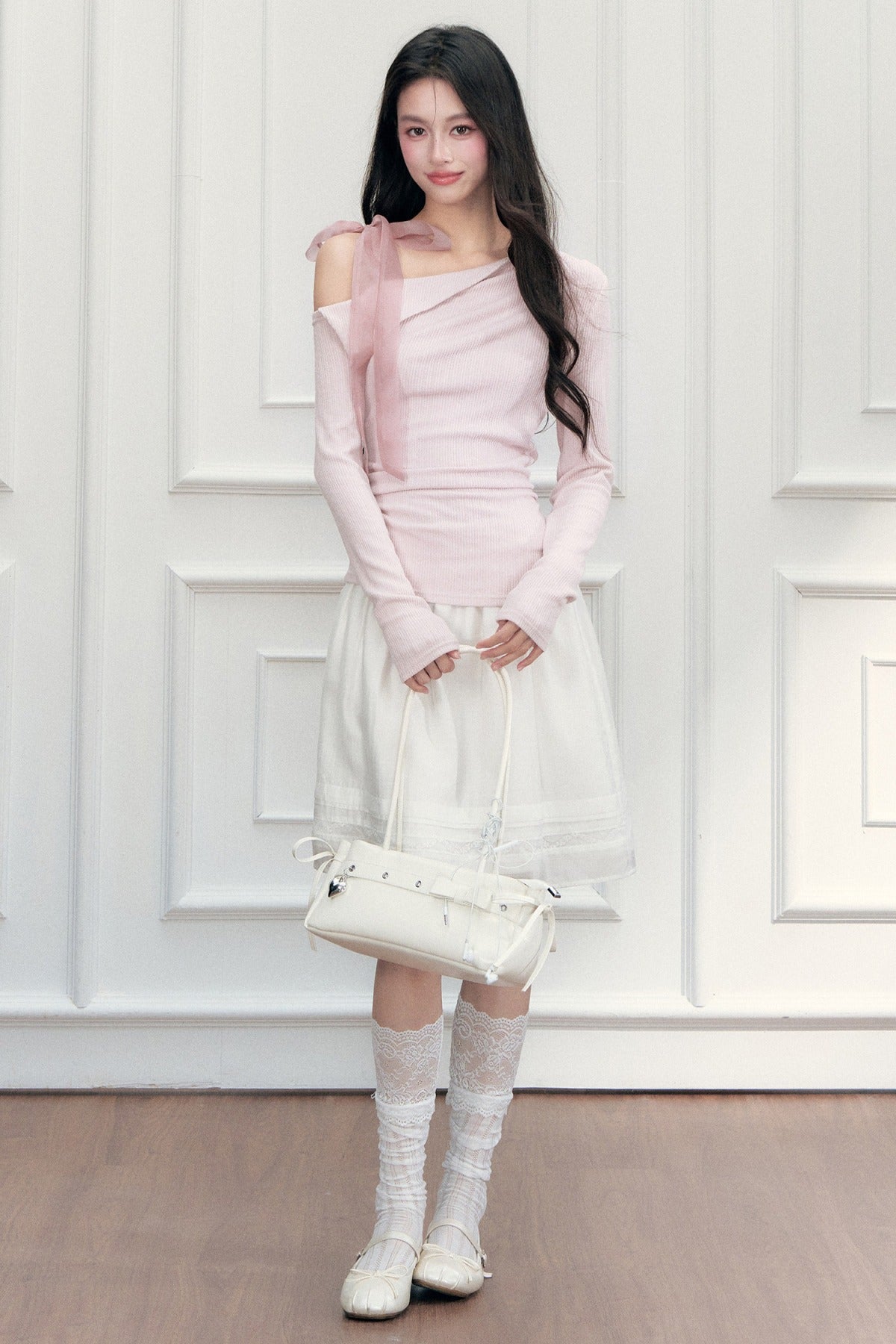 Off-Shoulder Lapel Long Sleeve Top