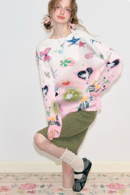 Pink Mist Pleated Blouse
