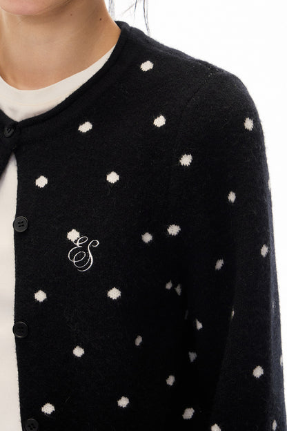 Polka Dot Knit Cardigan