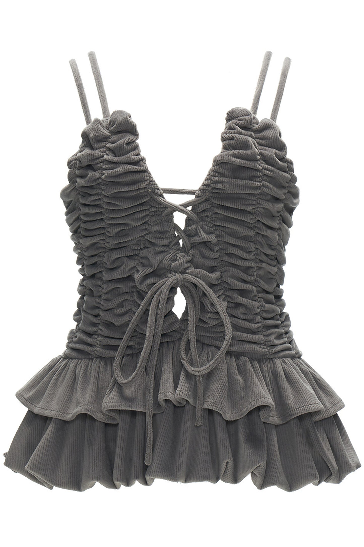 Corduroy Pleated Camisole Top Set-Up