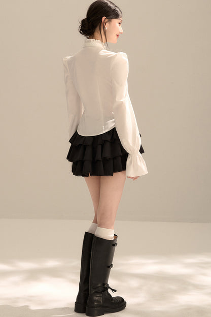 Bow Tie Puff Sleeve Shirt