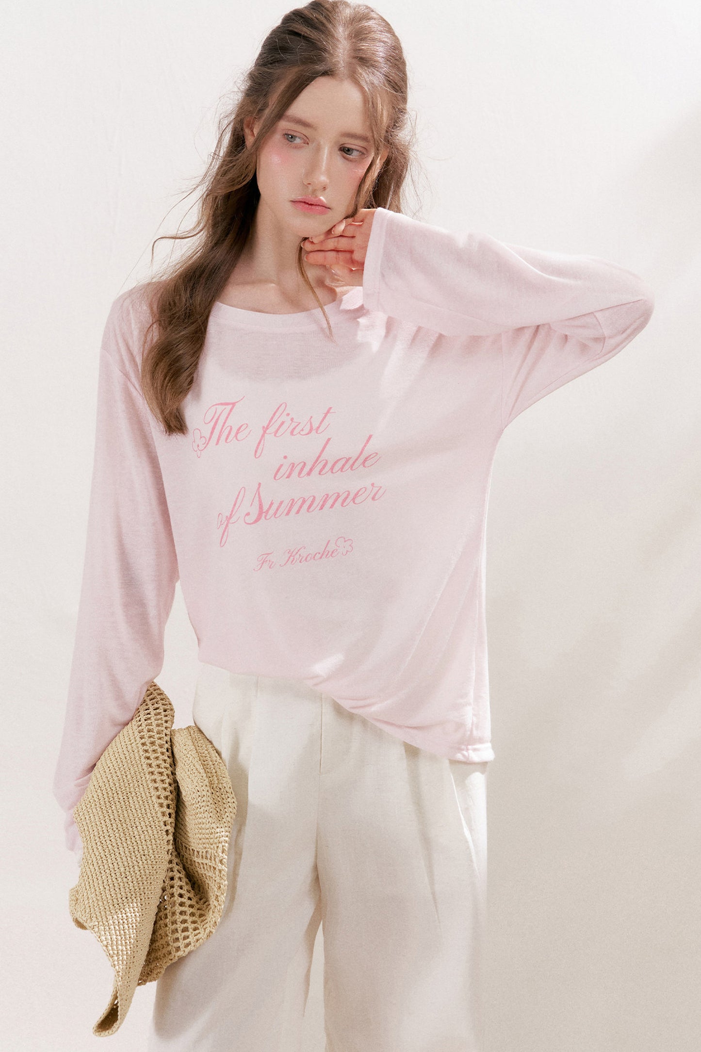 Blusa in lino con stampa a lettere e fiocco di neve