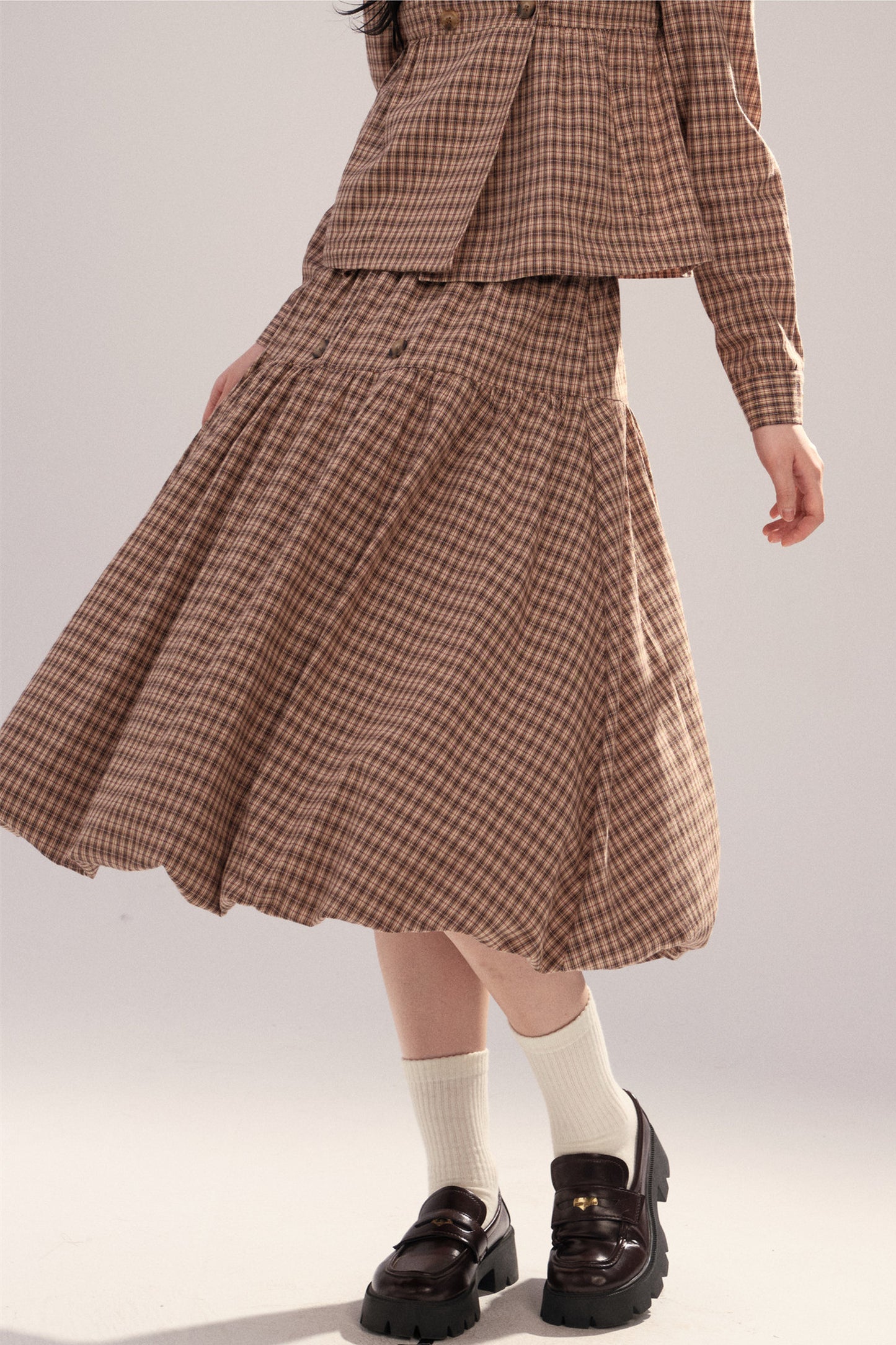 Retro Plaid Bubble Skirt