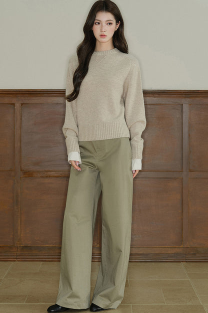 Pantalon taille basse à jambes larges