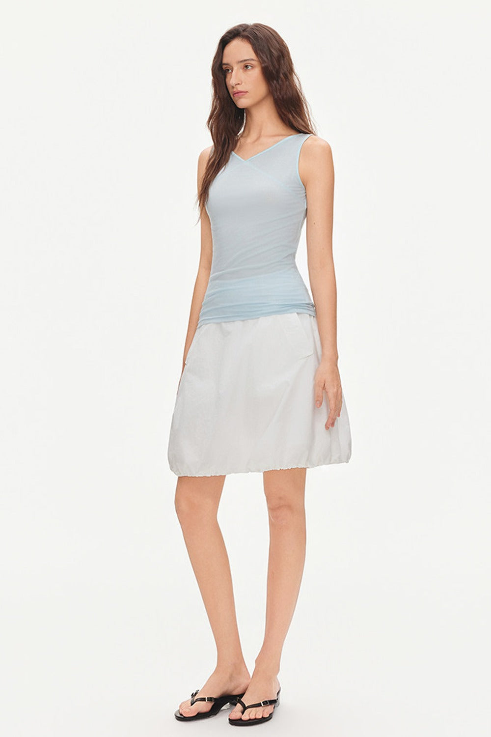 Cotton Drawstring Flower-Bud Skirt