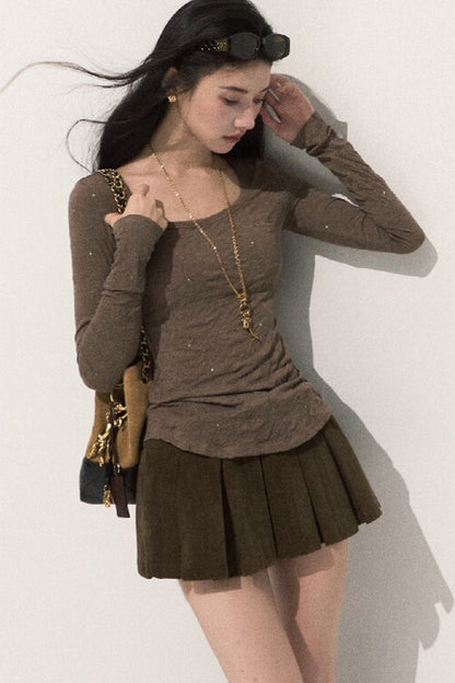 Lyocell High-Waisted Pleated Skirt