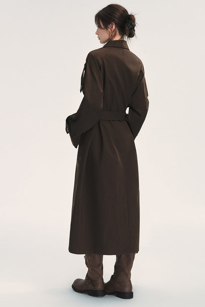 Long Double-Breasted Trench Coat