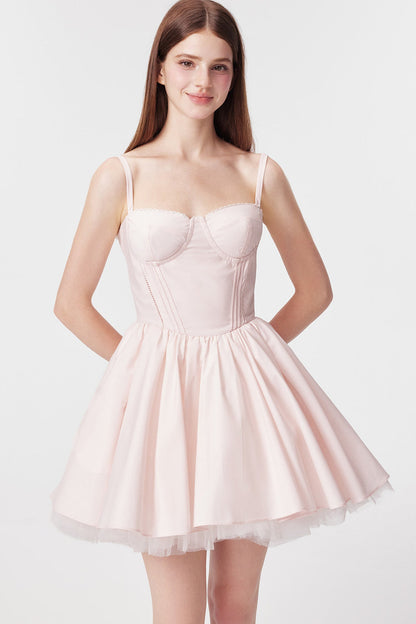 Vertical Cut Stand-Up Collar Slip Dress