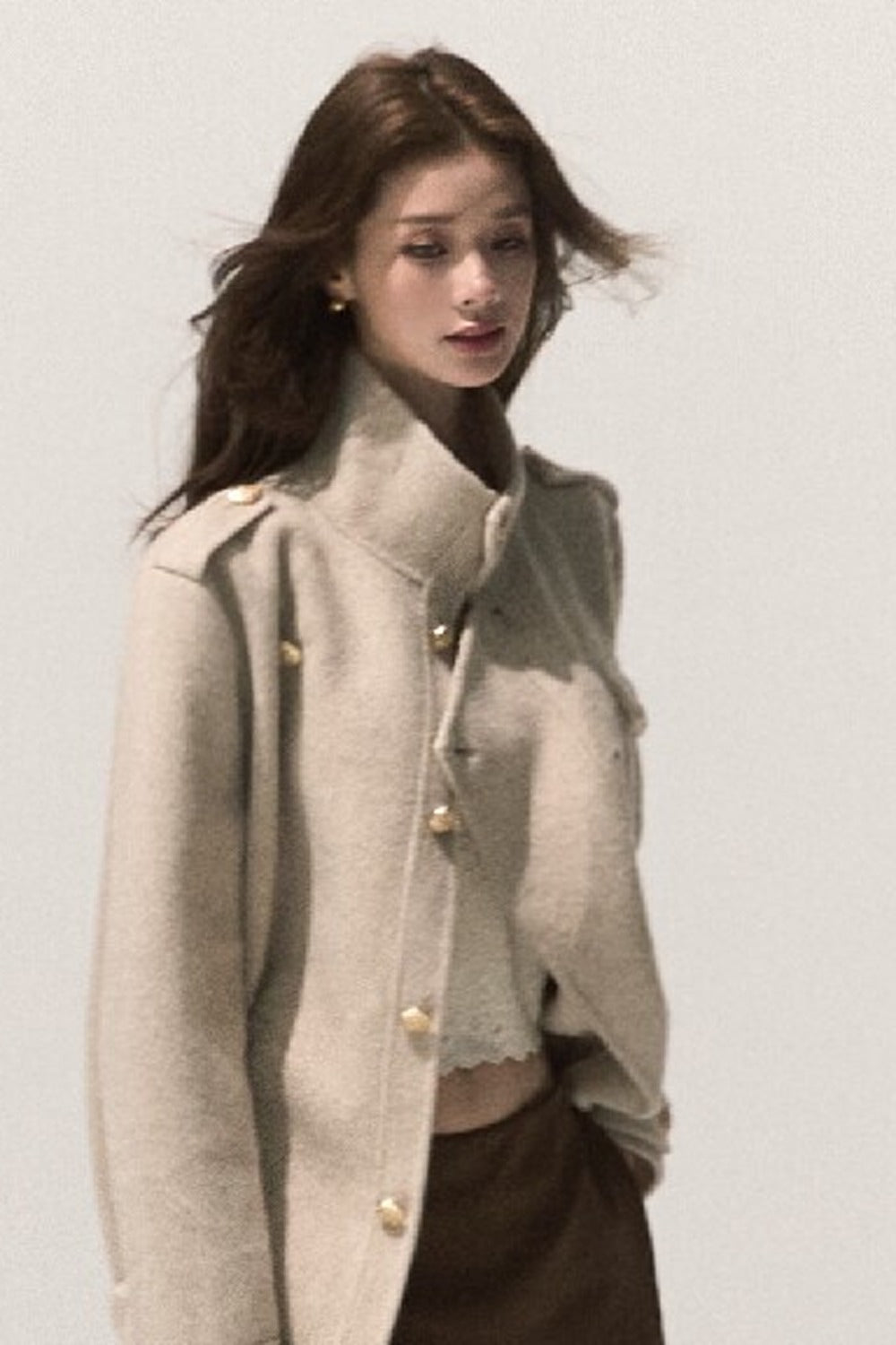 Veste coupe-vent courte en laine double face