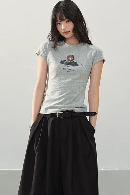 Dog Print Slim Top