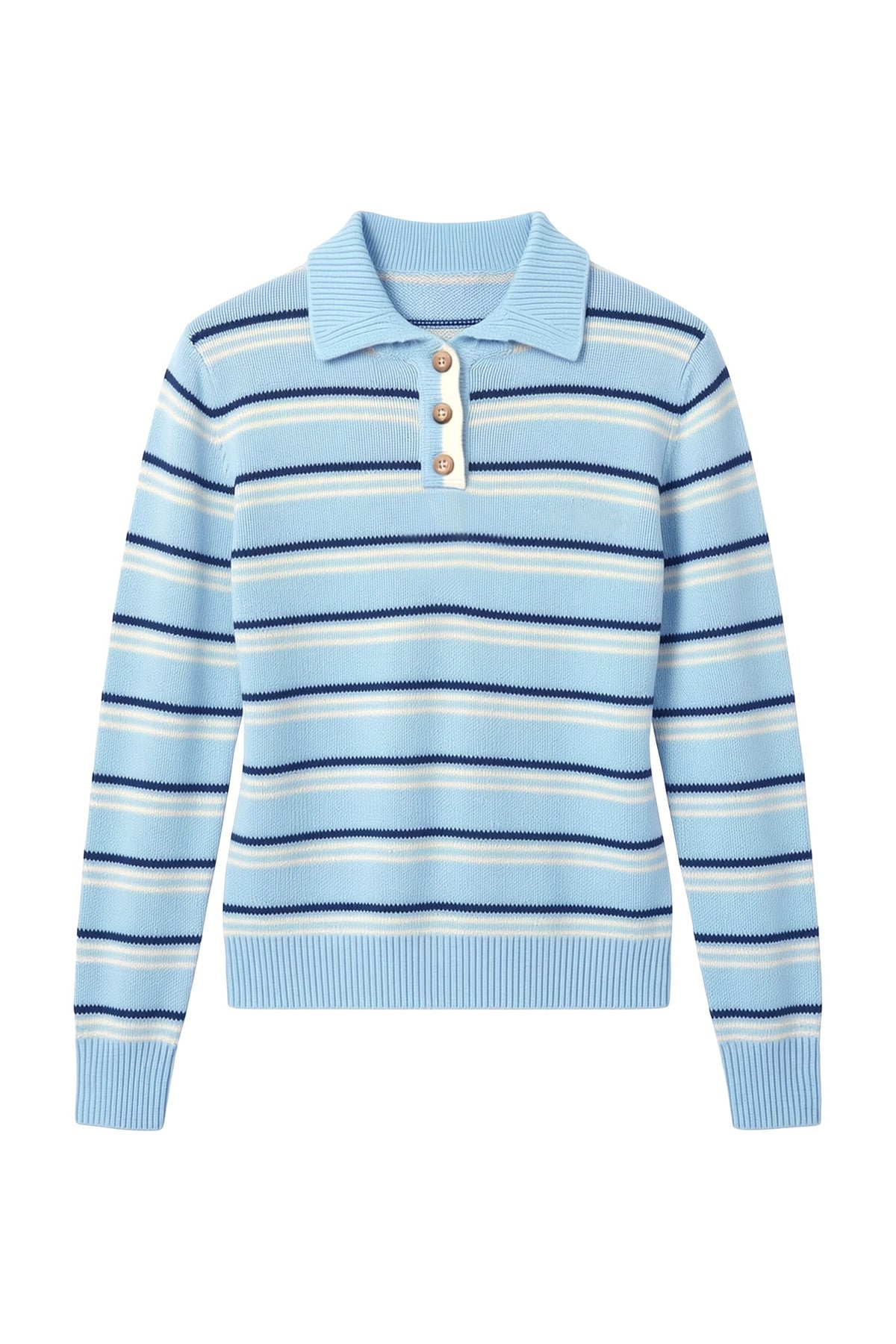 Striped Knit Pullover Polo Shirt