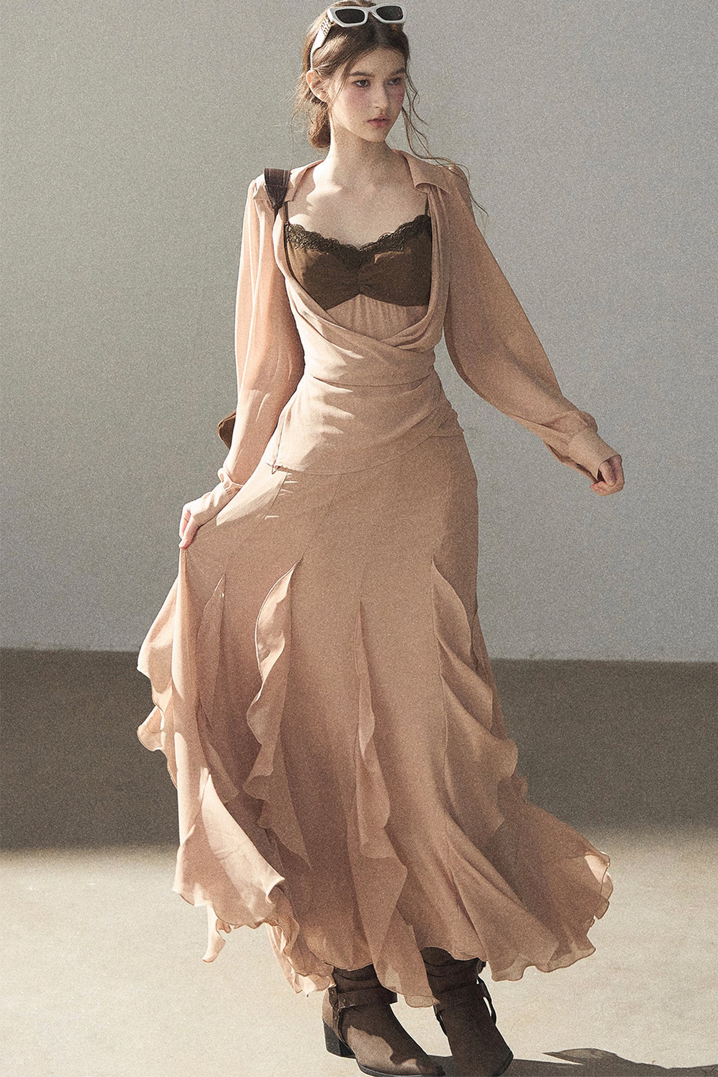 Cinnamon Pink Top and Suspender Dress Set-Up