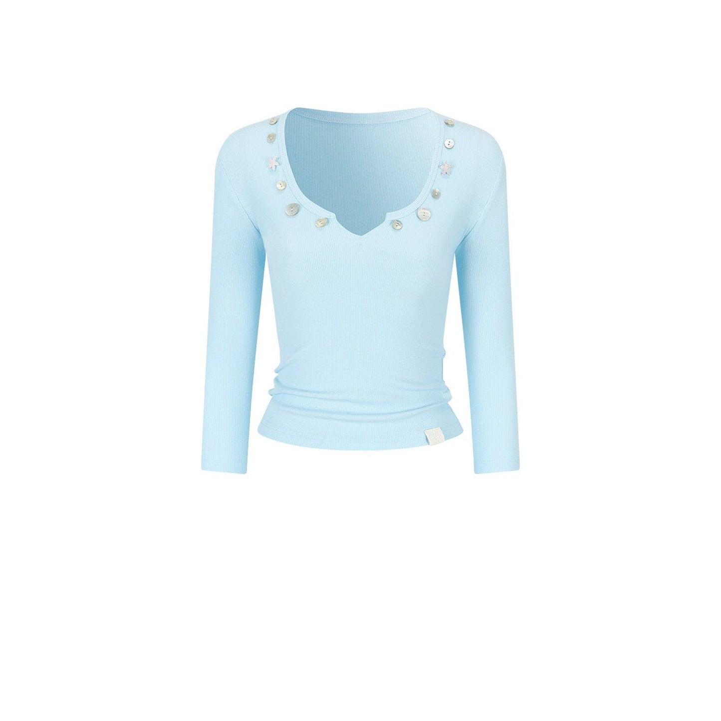 V-Neck Button Knit Top