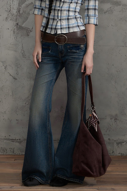 Retro Distressed Flared Pants