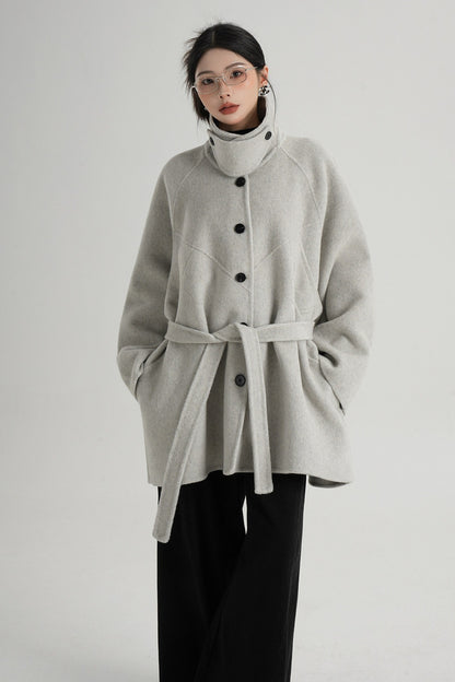 Mid-Length Armor Collar Wool Coat