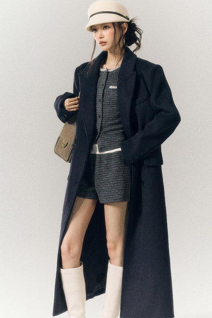 Beaded Lace-Up Wool Knit Top and Shorts and Cardigan Set-Up
