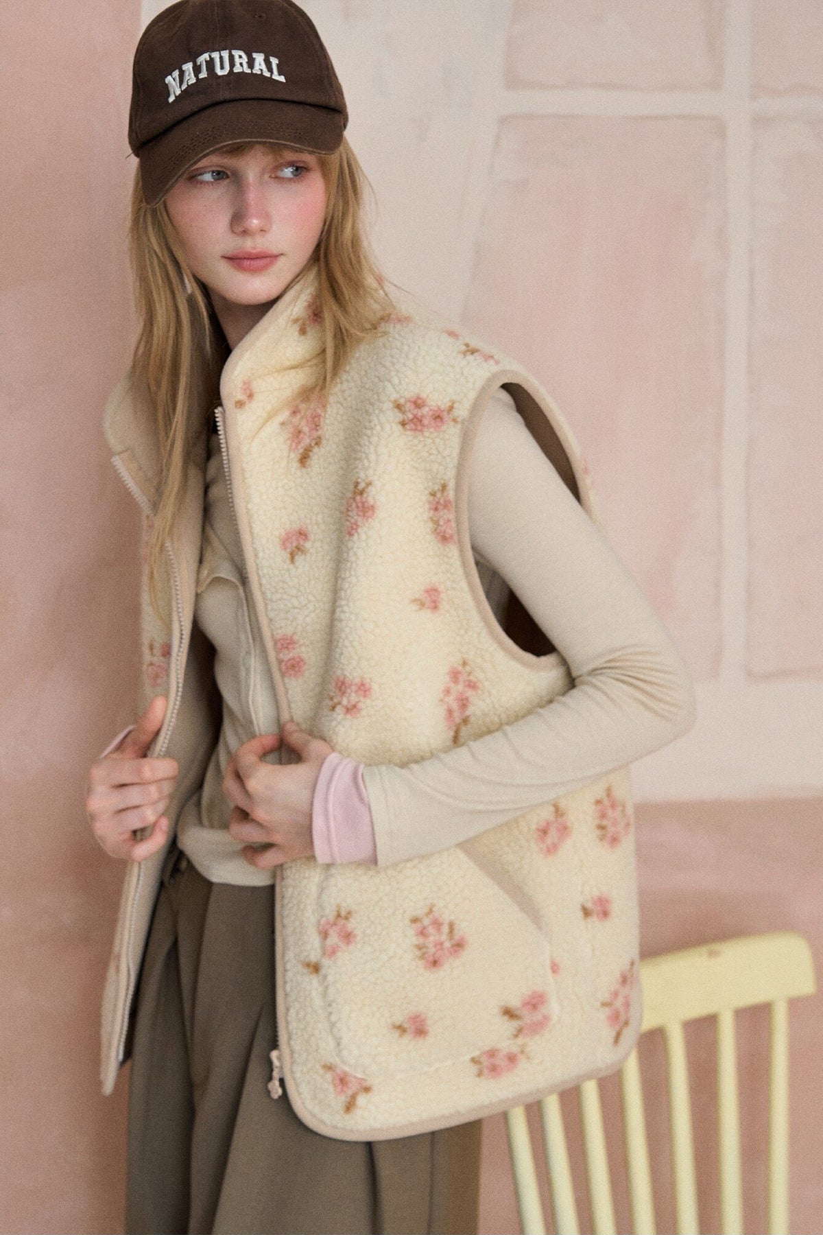Floral Fleece Vest
