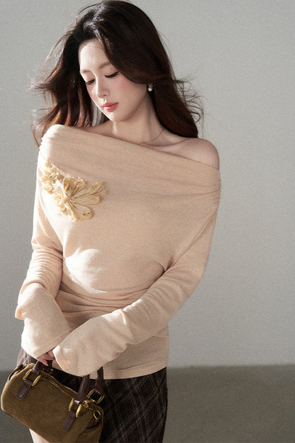 3D Floral Knit Pullover