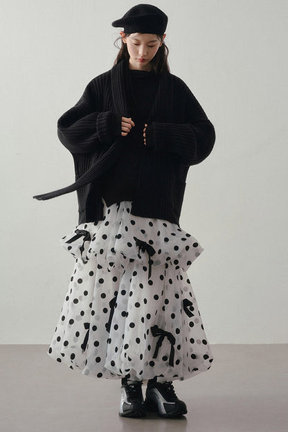 Polka Dot Tiered Bow Skirt