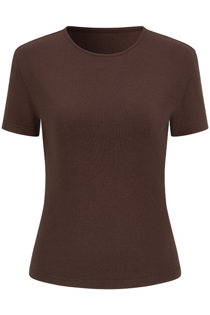 Backless Pleated Hollow-Out Short-Sleeve T-Shirt