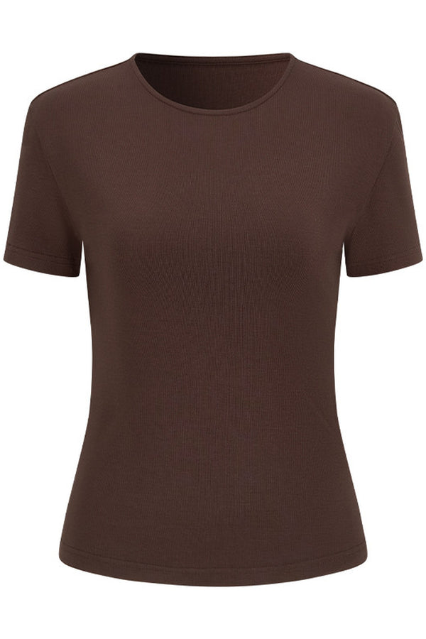 Backless Pleated Hollow-Out Short-Sleeve T-Shirt