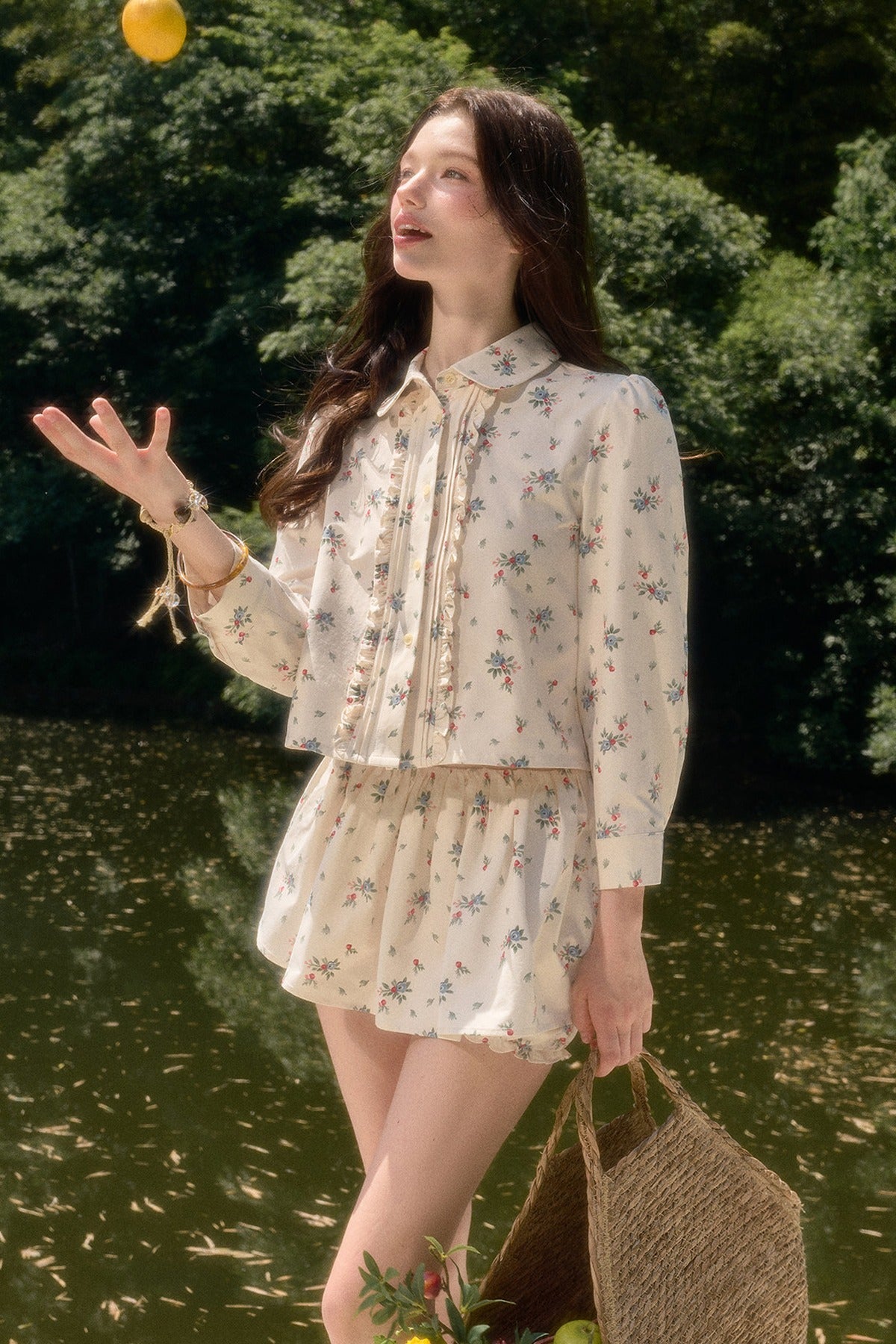 Floral Shirt and Skirt Set-Up
