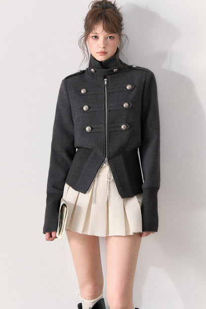 Napoleon Style Double-Breasted Woolen Coat
