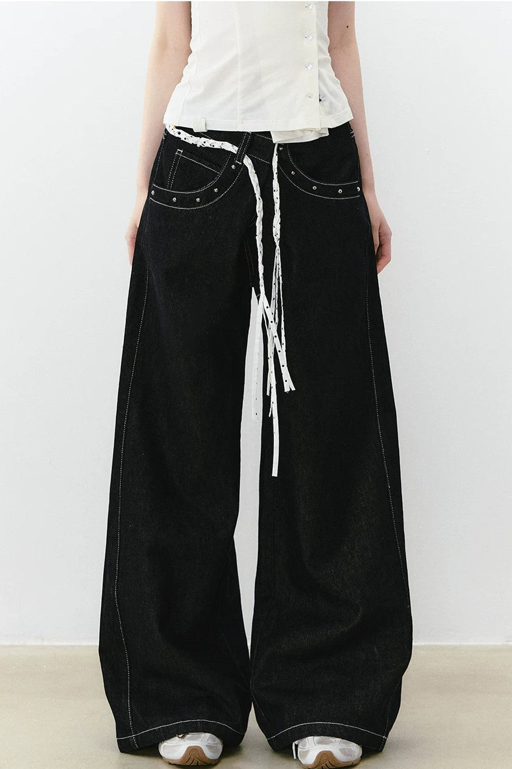 Irregular Waist Wide Leg Jeans