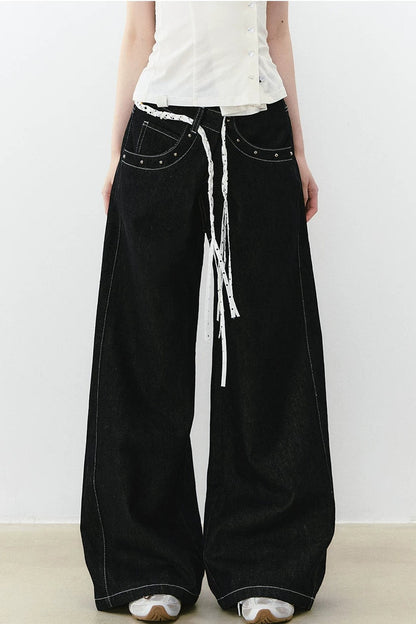 Irregular Waist Wide Leg Jeans