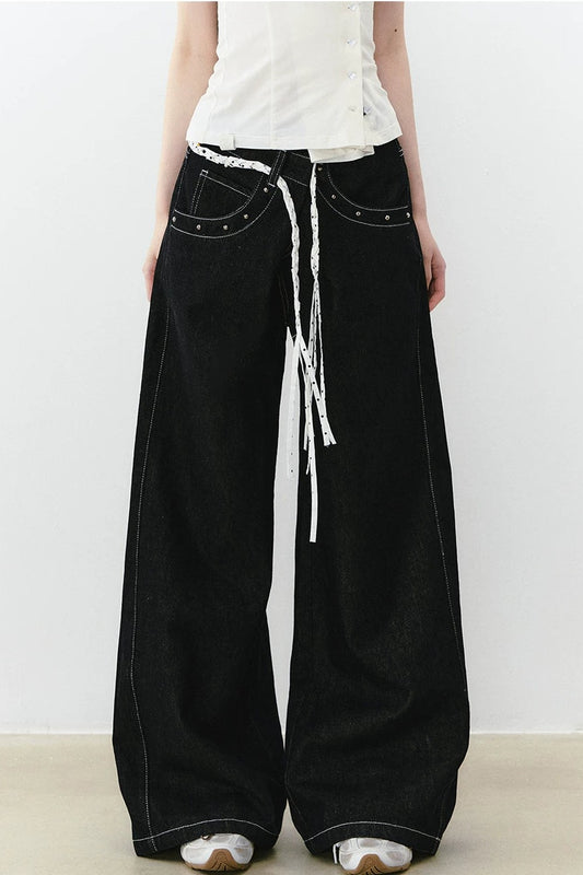 Irregular Waist Wide Leg Jeans