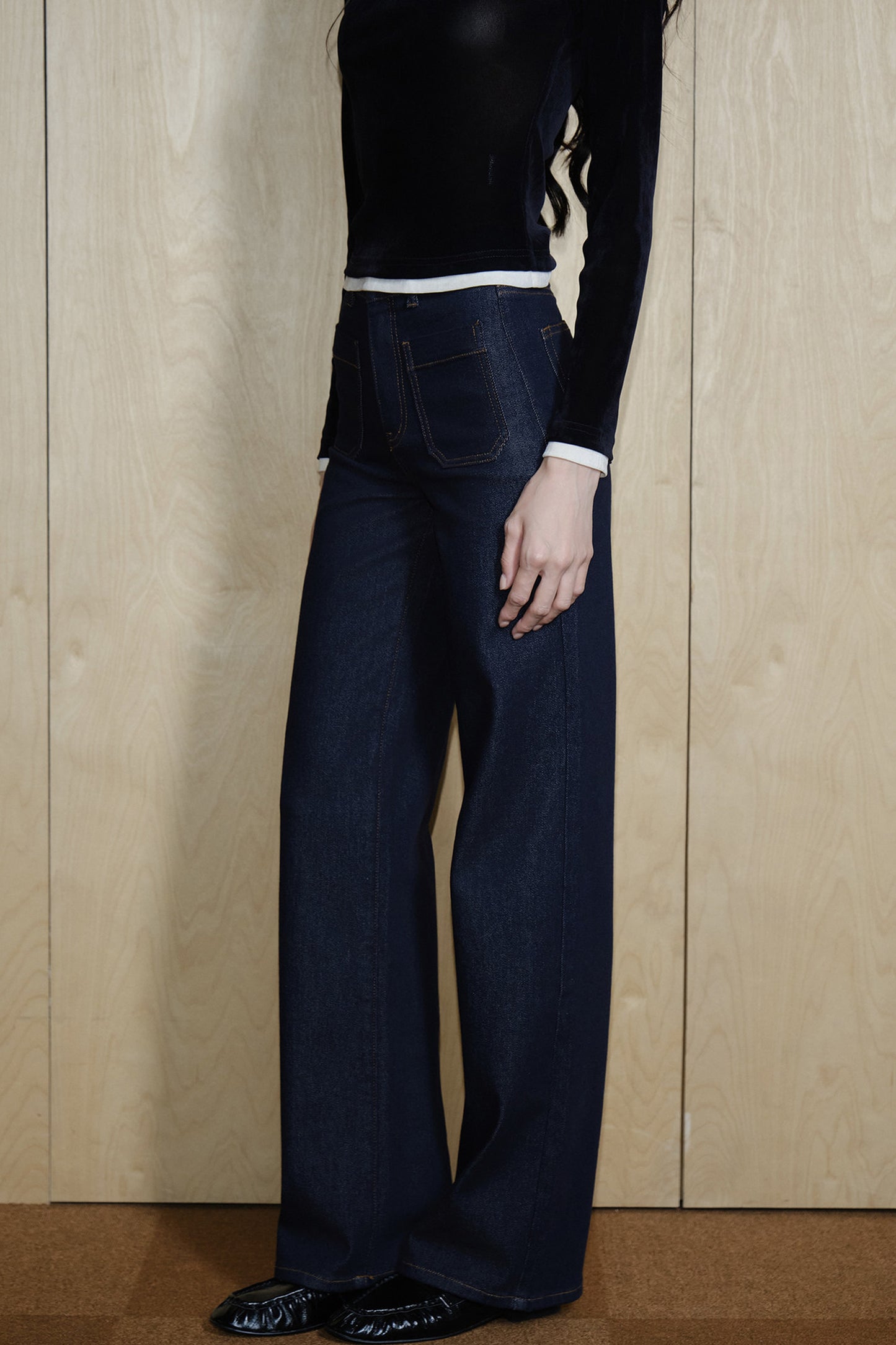 Pantaloni in cotone a vita alta